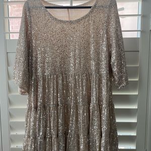 Boutique gold sequin babydoll dress